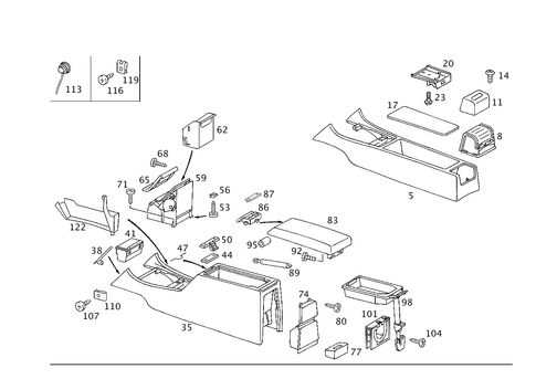 Housing with Tray, Armrest, and Ashtray for 1998 Mercedes-Benz C280 #0
