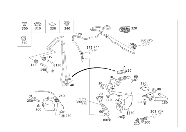 2118690220 - Windshield Washer, Emergency Equipmt: Container for Mercedes-Benz: CLS500, CLS55 AMG, CLS550, CLS63 AMG, E320, E500 Image image
