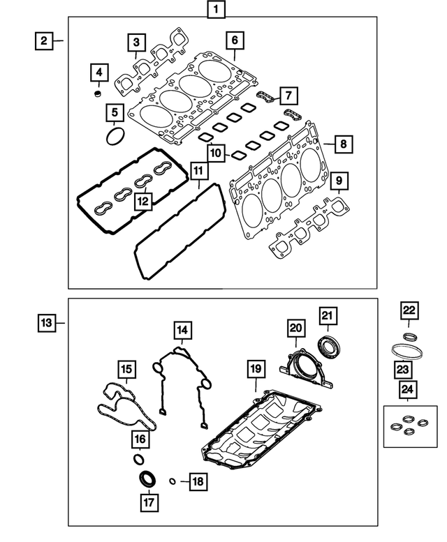 68312489AB - Engine: Long Block Engine Gasket Kit for Mopar Image