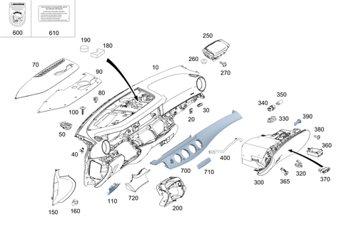 Instrument Panel and Glove Compartment Housing with Front Passenger Airbag for 2018 Mercedes-Benz E43 AMG #0