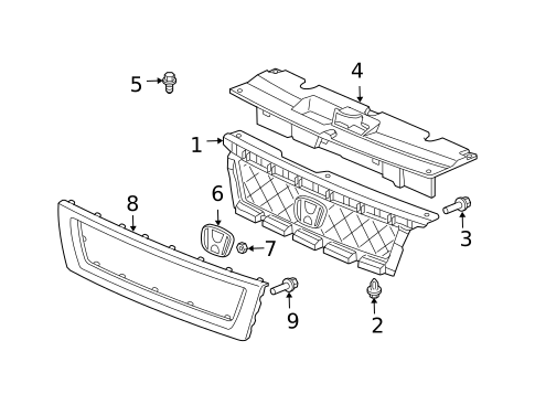 Grille & Components for 2005 Honda Element #0