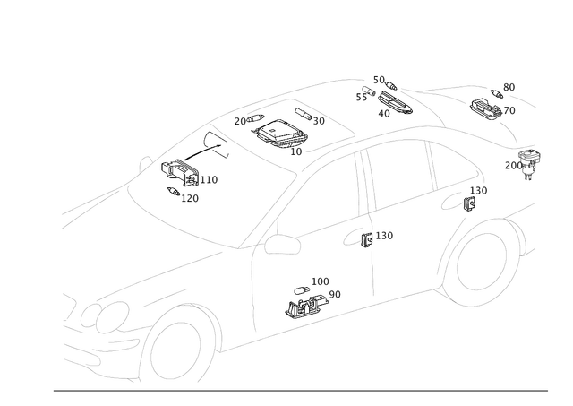 2038206701 - Electrical System: Interior Lamp for Mercedes-Benz: 180C, C230, C240, C280, C32 AMG, C320, C350, C55 AMG Image image