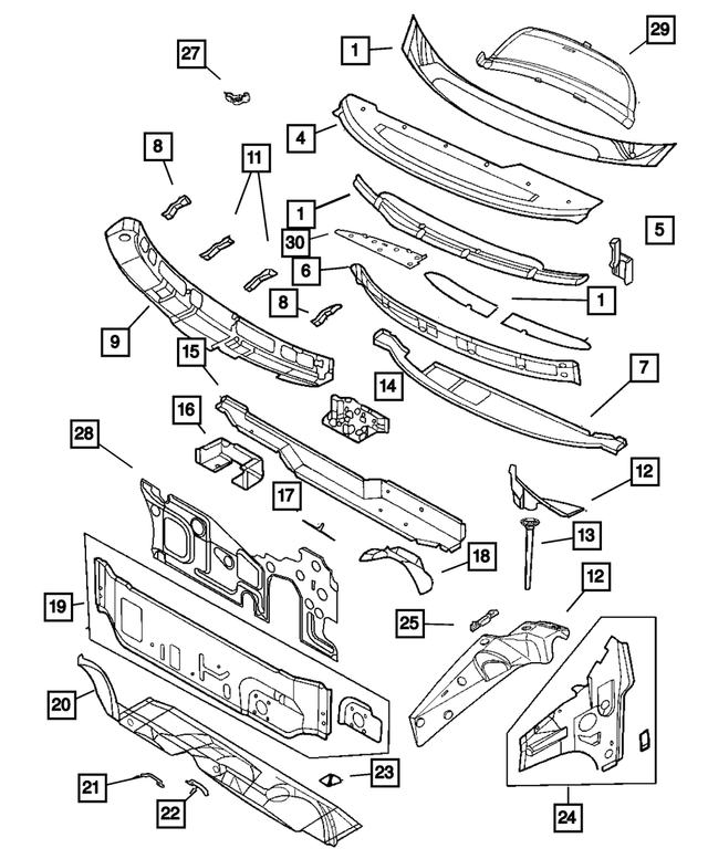 4860869AC - Body Sheet Metal Except Doors: Cowl And Plenum Panel for Mopar Image