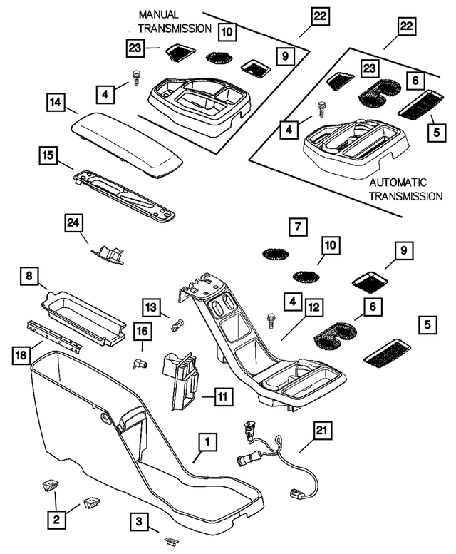UE391DVAC - Instrument Panel and Radios and Consoles: Base Console for Mopar Image