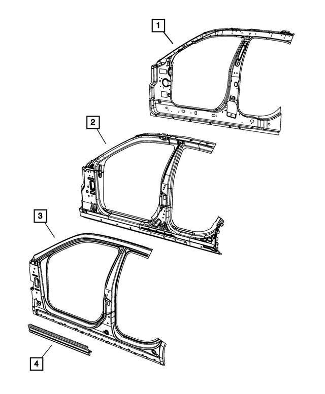 68436610AD - Body Sheet Metal Except Doors: Body Side Aperture Inner Panel, Right for Mopar Image