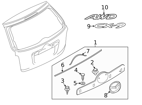 Exterior Trim - Lift Gate for 2014 Mazda CX-9 #0