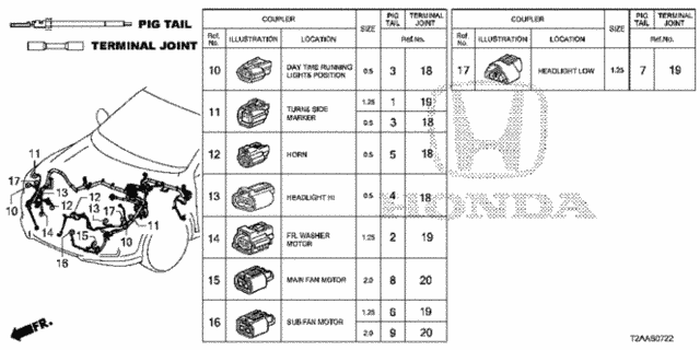 Electrical Connectors (FR.) (1) for 2017 Honda Accord #0