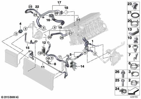 Cooling System Coolant Hoses for 2014 BMW 535i #2