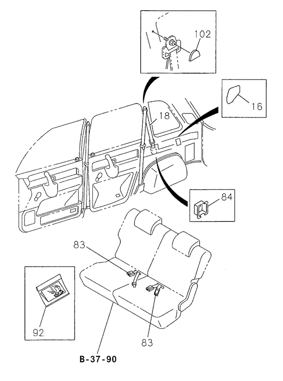 Seat Belt (RR.) for 1999 Acura SLX #0
