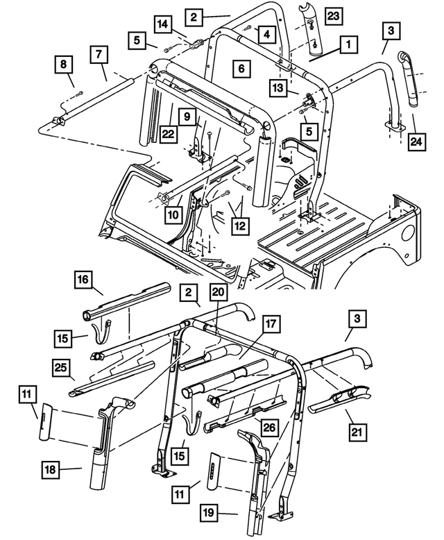 55176023AF - Body Sheet Metal Except Doors: Sport Bar, Center for Mopar Image
