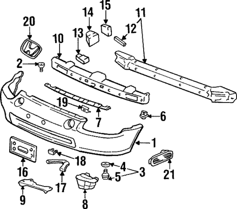 Bumper & Components - Front for 1995 Honda Civic del Sol #0