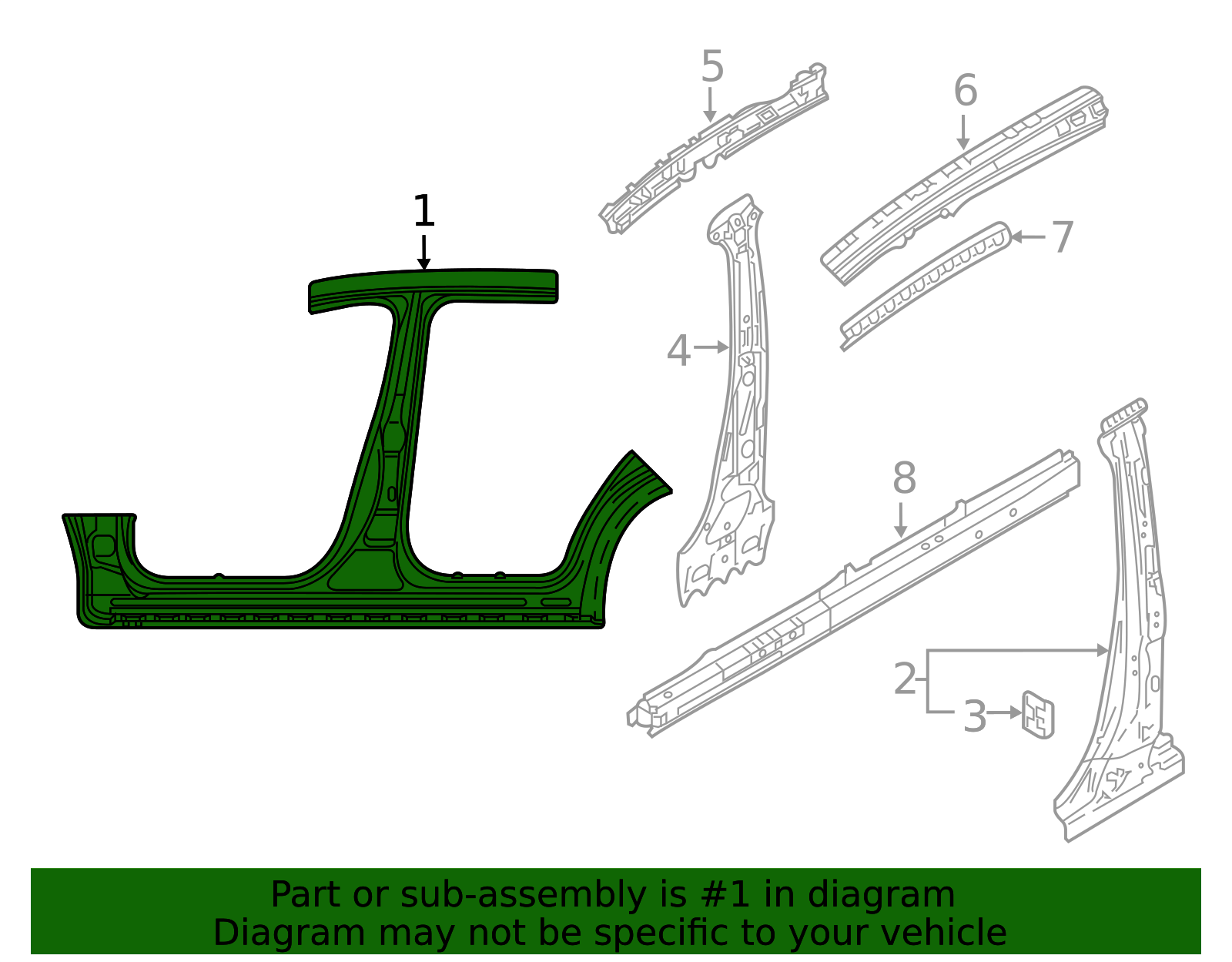 TKY8-70-271B - Body B-Pillar And Rocker Panel 2016-2023 Mazda CX-9