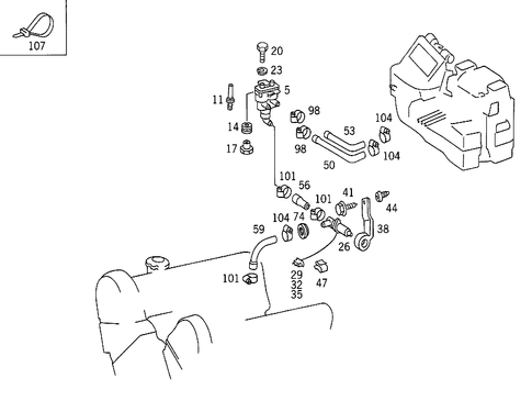 Heating Water Connection for 1991 Mercedes-Benz 560SEL #2