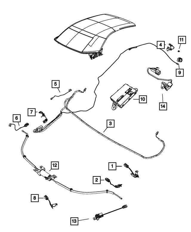 68028469AA - Electrical: Folding Top Wiring for Mopar Image image