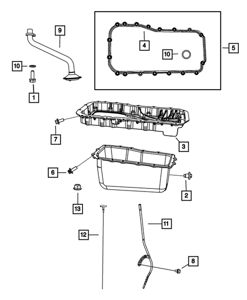 Engine Oiling, Oil Pan and Indicator (Dipstick) for 2008 Dodge Grand Caravan #1