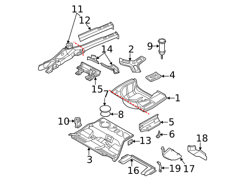 Rear Floor & Rails for 2001 Volkswagen Passat #5