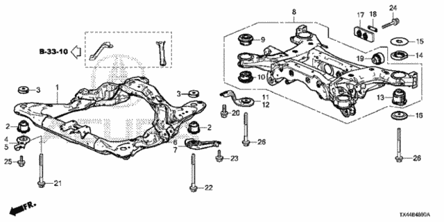 Front Sub Frame - Rear Beam for 2013 Acura RDX #0