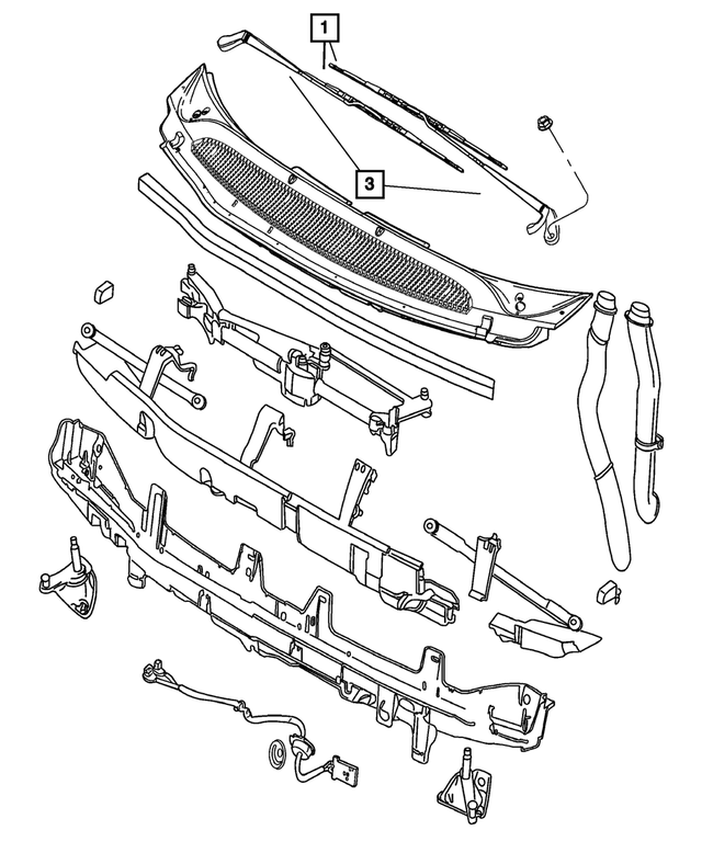WB000027AM - Wiper/Lock Cylinder and Keys: Wiper Blade for Chrysler: Town &amp; Country | Dodge: Caravan, Grand Caravan Image