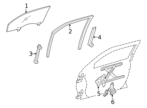 Glass - Front Door for 2008 Lexus GS450h #0