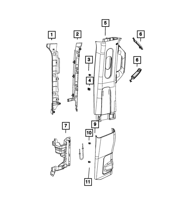 7ET20TX7AB - Interior Trim: B Pillar Upper Trim Panel, Right for Mopar Image