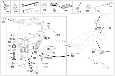 Compressor and Range of Lines for 2005 Mercedes-Benz E320 #0