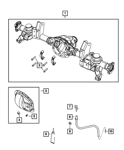Rear Axle; Housing, Differential and Vent for 2010 Jeep Commander #1