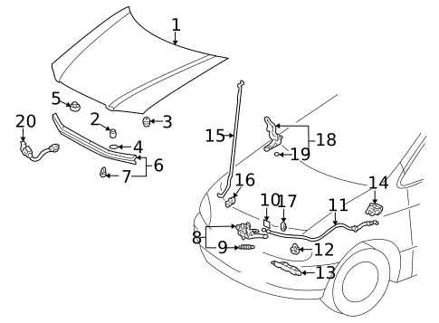 Hood & Components for 2001 Toyota Sienna #0