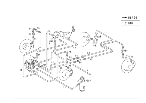 Brake Lines Used with Ets/Asr (Code 212/471) for 1998 Mercedes-Benz C280 #0