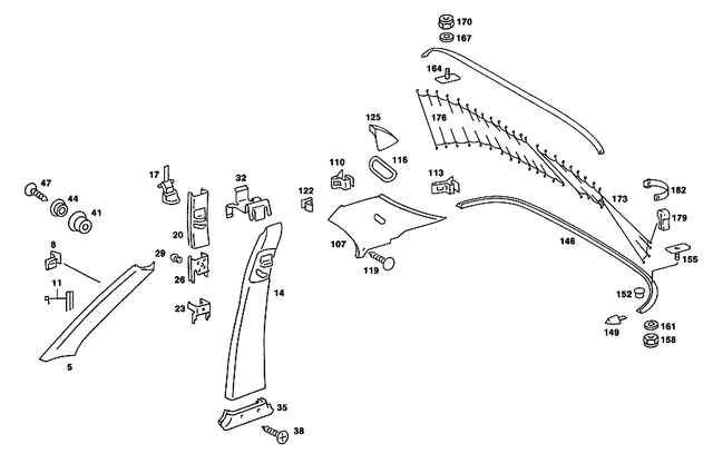 1266902125 - Covering and Lining: Panelling for Mercedes-Benz: 380SE, 380SEL, 560SEL Image image