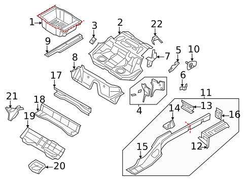 Rear Floor & Rails for 2010 Volkswagen CC #0