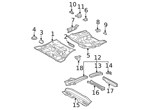 Rear Floor & Rails for 2001 Toyota Avalon #0
