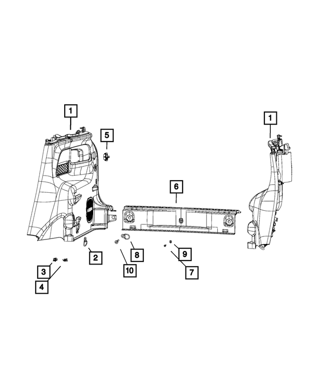 5RE76JXWAA - Interior Trim: Quarter Trim Panel, Right for Mopar Image image