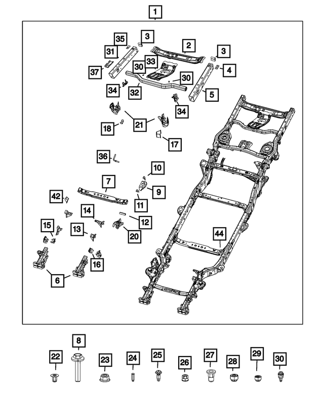6507196AA - Frame, Bumper and Fascia: Rivet Nut Rivet Nut for Mopar Image image