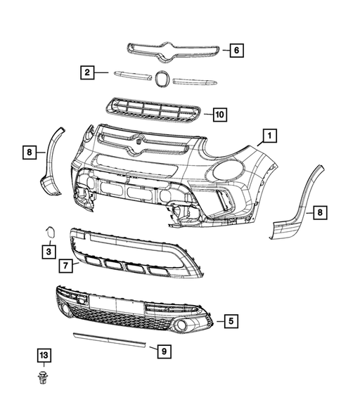 Front Bumper and Fascia for 2019 Fiat 500L #0