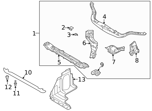 Radiator Support for 2011 Chevrolet Aveo5 #0