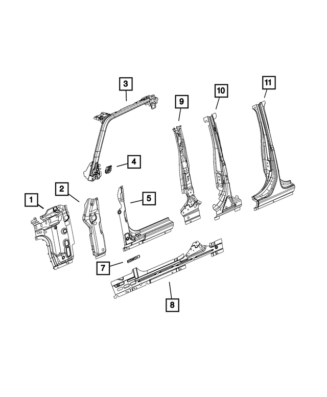 68436310AC - Body Sheet Metal Except Doors: A Pillar Inner Panel, Right for Mopar Image