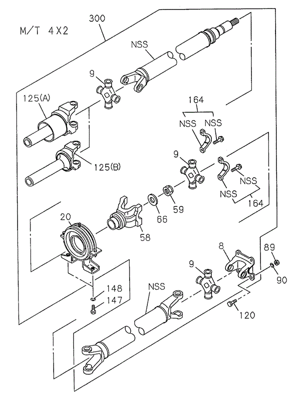 Rear Propeller Shaft (4x2) for 1997 Honda Passport #0