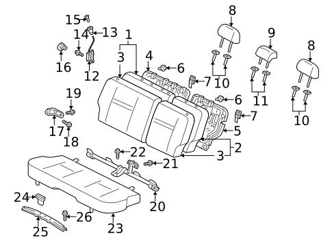 Rear Seat Components for 2006 Scion xA #0