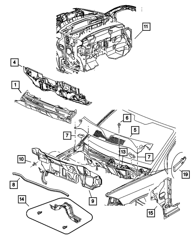 5160172AD - Body Sheet Metal Except Doors: Cowl Panel for Mopar Image