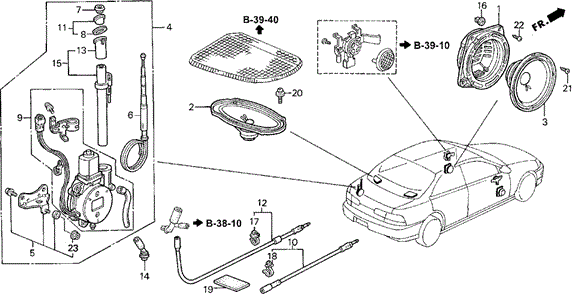 Radio Antenna - Speaker (1) for 1997 Acura Integra #0