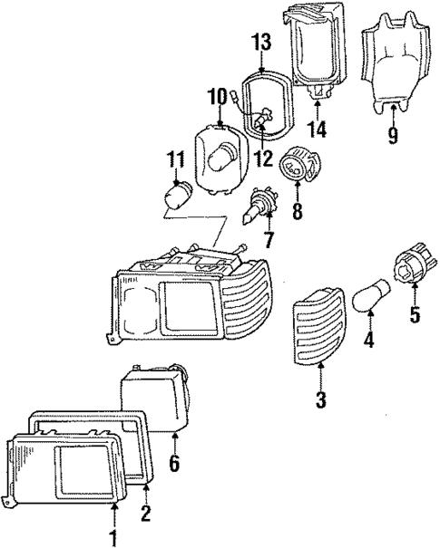Headlamp Components for 1988 Mercedes-Benz 300 E #0