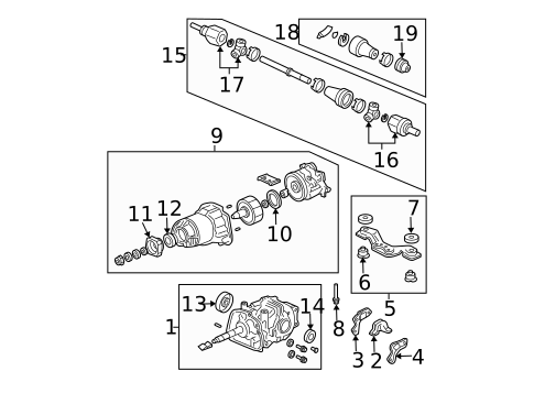 Axle & Differential for 2005 Honda Element #0