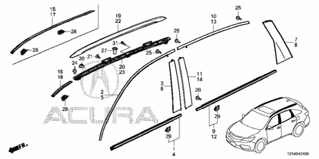 Molding - Roof Rail for 2014 Acura MDX #0