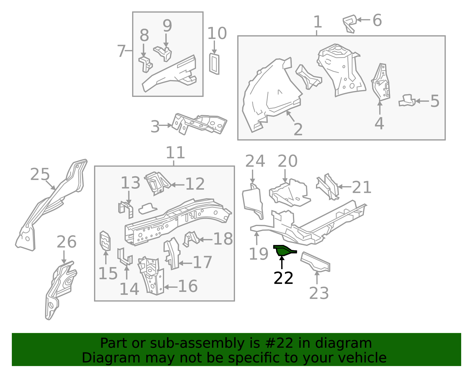 2017-2025 GM Driver Side Engine Compartment Rail Bracket 23266738 GM ...