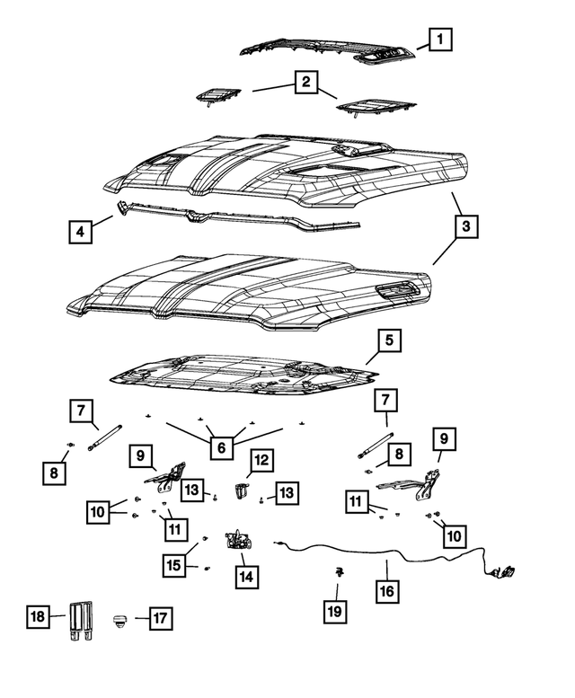 68765541AA - Body Sheet Metal Except Doors: Hood for Mopar Image image