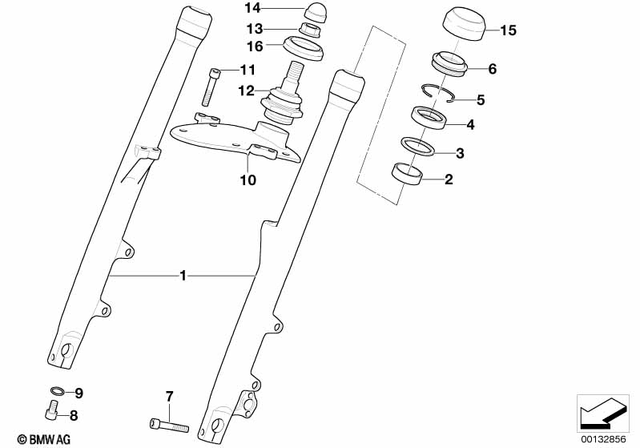 31422332909 - Front Axle, Front Suspension: Slider Tube Left -  for BMW-Motorrad Image
