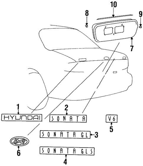 Exterior Trim - Trunk for 1998 Hyundai Sonata #0