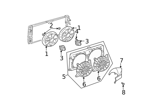 Cooling Fan, Clutch & Motor for 2001 Oldsmobile Alero #0