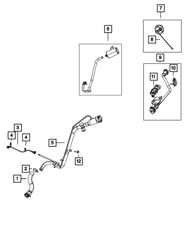 68200548AA - Fuel and Accelerator Pedal: Fuel Vapor Recirculation Tube for Mopar Image