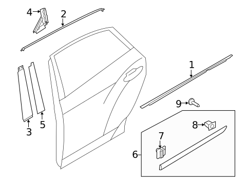 Exterior Trim - Rear Door for 2012 Hyundai Equus #0